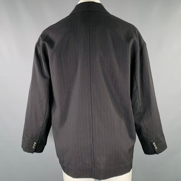 MY BEAUTIFUL LANDLET Size XS Black Stripe Wool Oversized Sport Coat - Picture 4 of 10